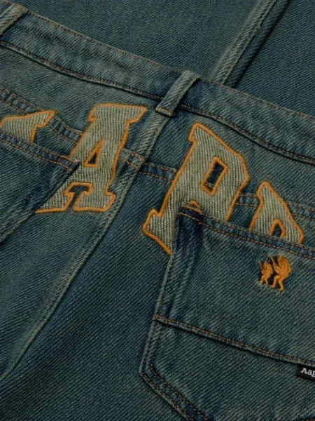 Blugi Aape By A Bathing Ape cu broderie albastru