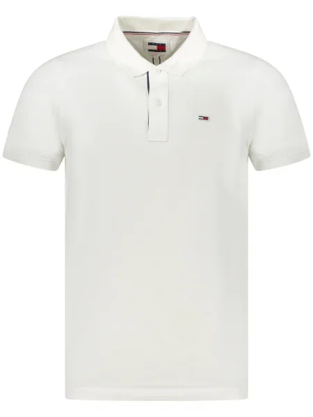 Тениска с яка Tommy Jeans с изчистен дизайн бяло