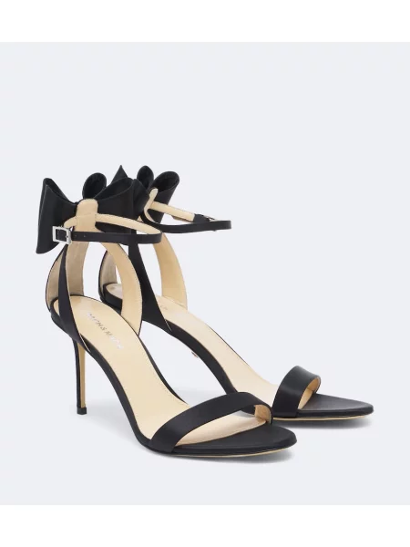 Sandale Mach & Mach cu funde din satin negru