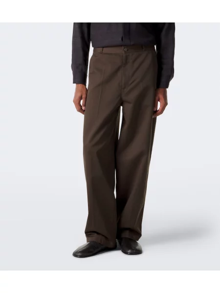 Pantaloni Lemaire din țesătură twill maro