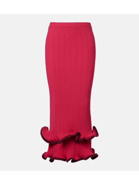 Fustă midi Simkhai cu volane până la genunchi roz