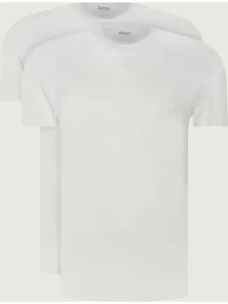 BOSS BLACK Tricou RN 2P Rib alb
