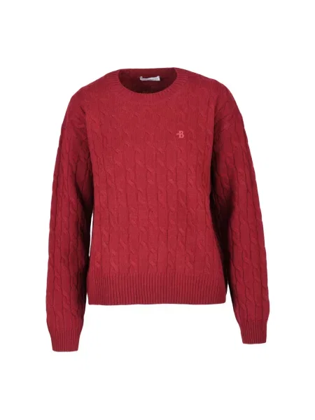 Sweter Ballantyne z okrągłym dekoltem czerwony