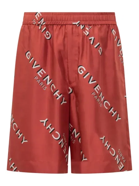 Pantaloni scurți Givenchy de mătase cu imagine roșu