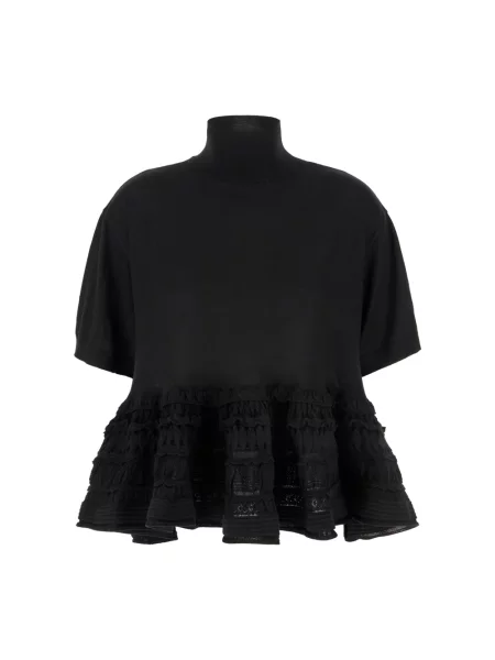 Sweter Alaïa wełniany z falbankami czarny