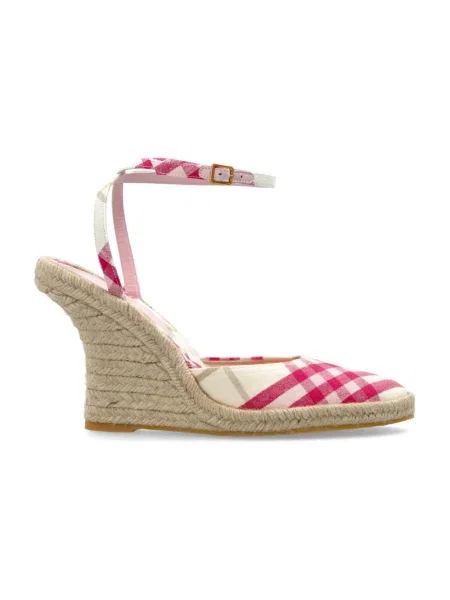 Espadryle Burberry na koturnie różowe
