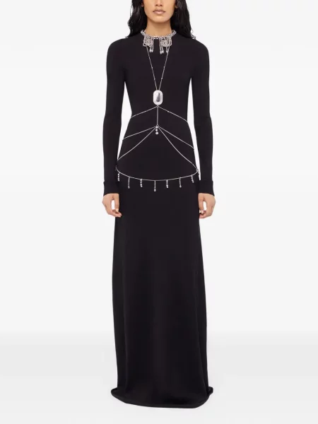 Rochie maxi Rabanne cu spatele deschis de costum negru