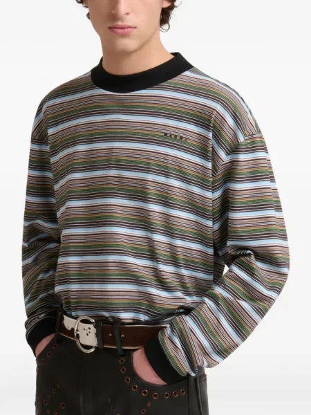 Tricou Marni cu broderie maro
