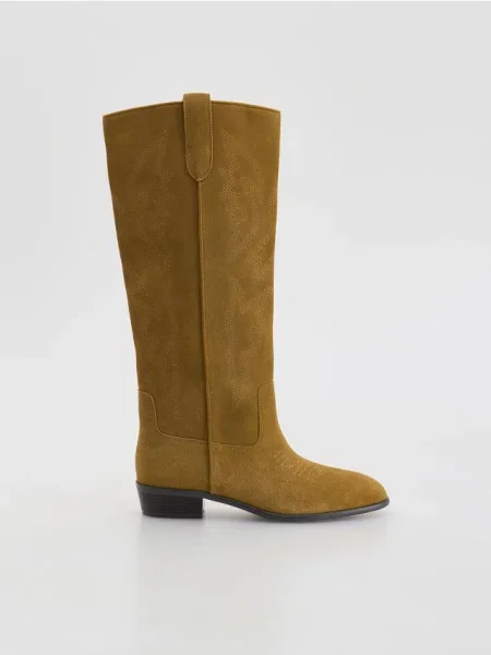 Замшевые ботфорты Reserved бежевые