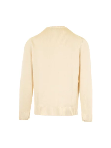 Sweter z dzianiny z prążkowanymi wykończeniami Polo Ralph Lauren beżowy
