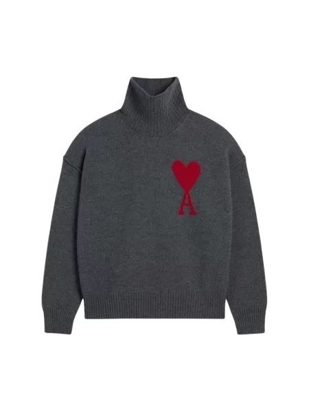 Sweter Ami Paris wełniany szary