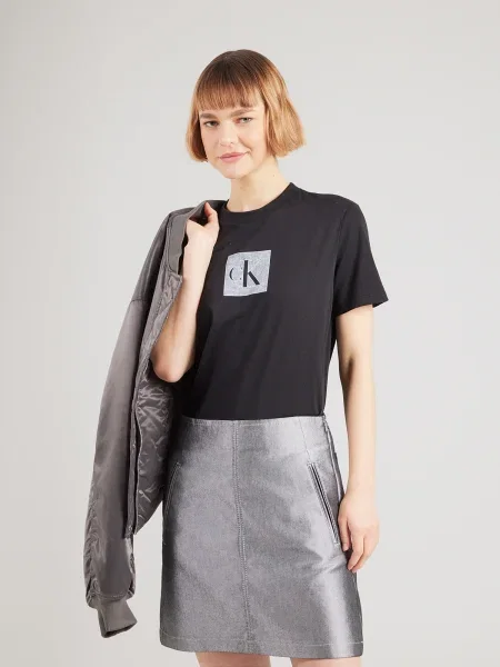 Calvin Klein Jeans Majica svetlo siva črna
