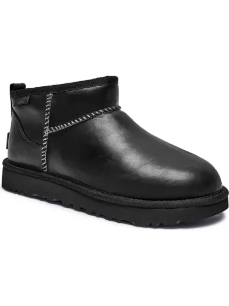 UGG De piele bocanci Classic Ultra Mini cu adaos de lână negru