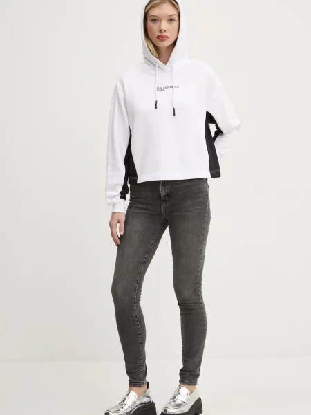 Karl Lagerfeld Jeans bluza z kapturem z nadrukiem biały