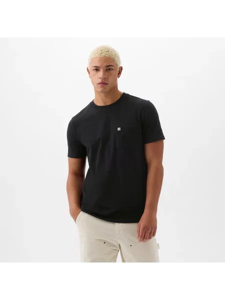 Tričko GAP Pocket Micro Logo Tee Black M černé