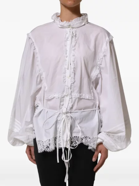 Μπλούζα Dolce & Gabbana με βολάν με δαντέλα λευκό