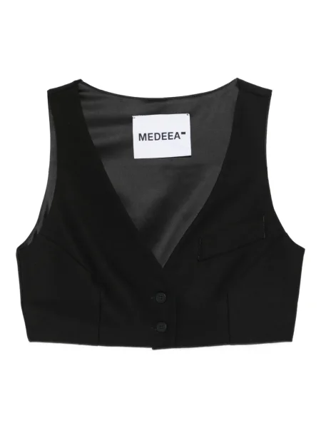 Kamizelka Medeea z kieszeniami zapinanymi na guziki czarna