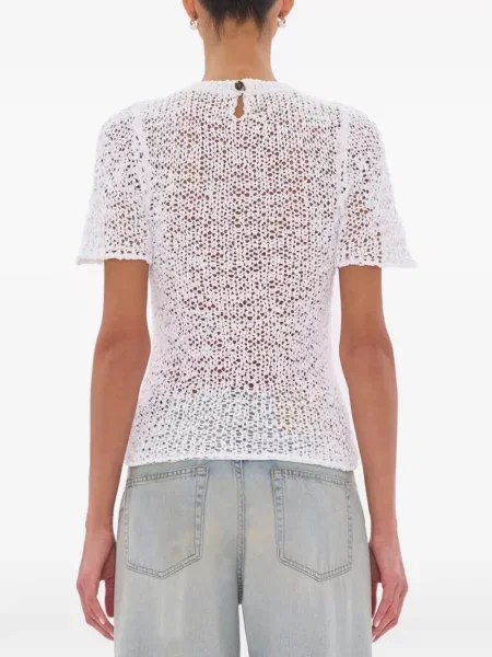 Scurt tricou Haikure tricotate alb