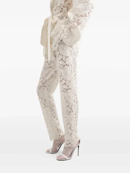Pantaloni Dolce & Gabbana din dantelă alb