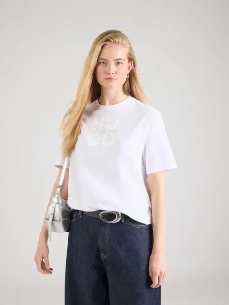 HUGO Tricou argintiu alb