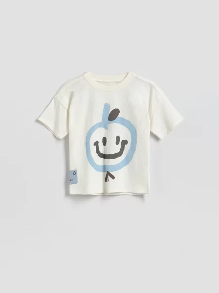 Reserved Tricou din cu imprimeu crem