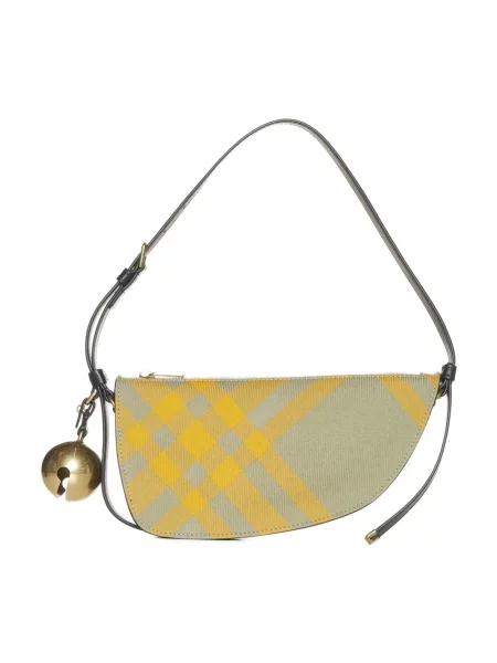 Torebka Burberry wełniana w kratę żółta