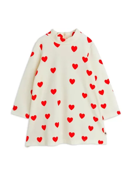 Mini Rodini Dětské velurové šaty Hearts bílé