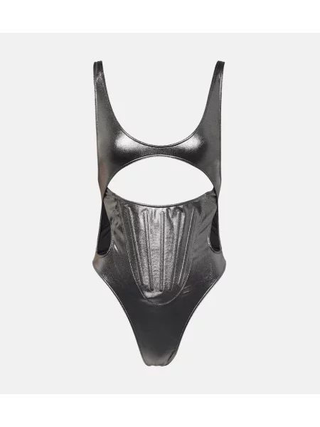 Costum de baie Mugler argintiu