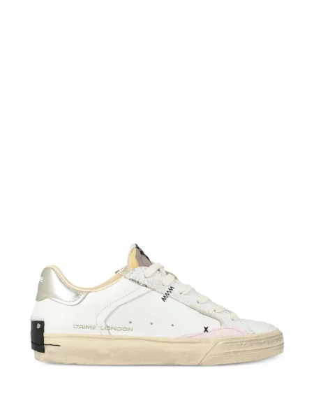 Šněrovací krajkové tenisky Crime London s oděrkami bílé