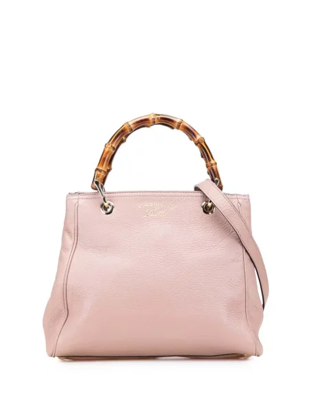 Bambusová malá shopper kabelka Gucci Pre-owned růžová