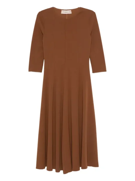 Sukienka Blanca Vita z rękawami 3/4 dzwony garniturowa brązowa