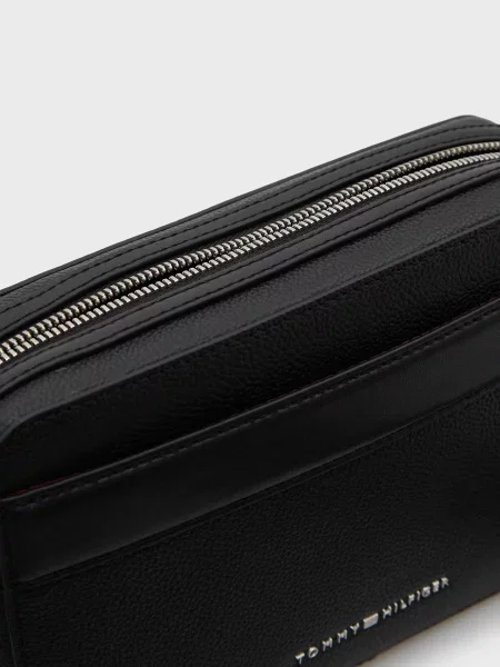 Шкіряна сумка Tommy Hilfiger в діловому стилі чорна