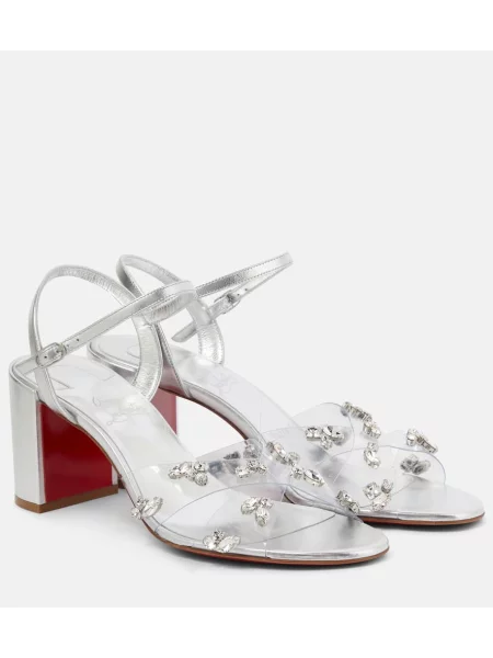 Sandale Christian Louboutin din piele argintiu