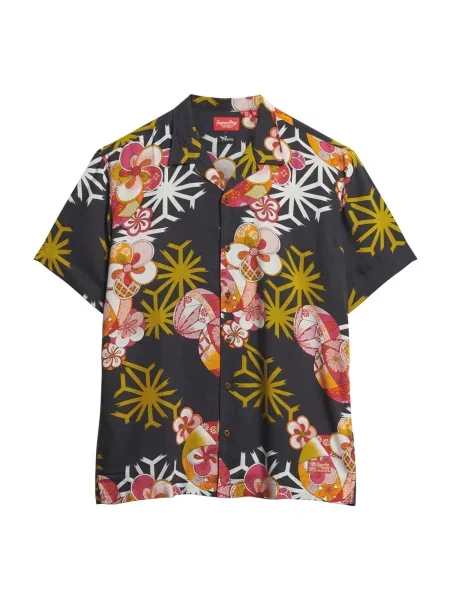 Superdry & Co Cămașă HAWAIIAN RESORT verde stuf / corai / negru alb
