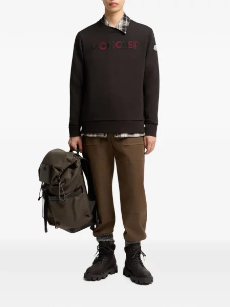 Суитчър Moncler с кръгло деколте с автограф черно