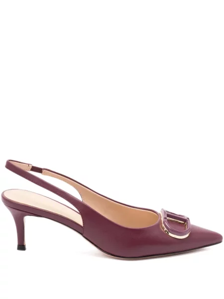 Pantofi cu toc Twinset din piele slingback violet