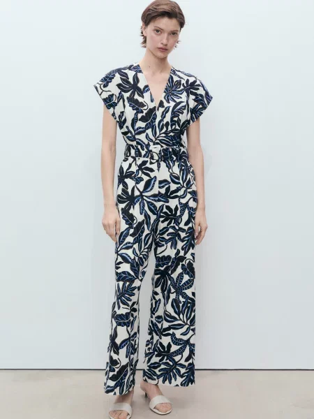 Комбінезон MANGO мультиколор льон/віскоза