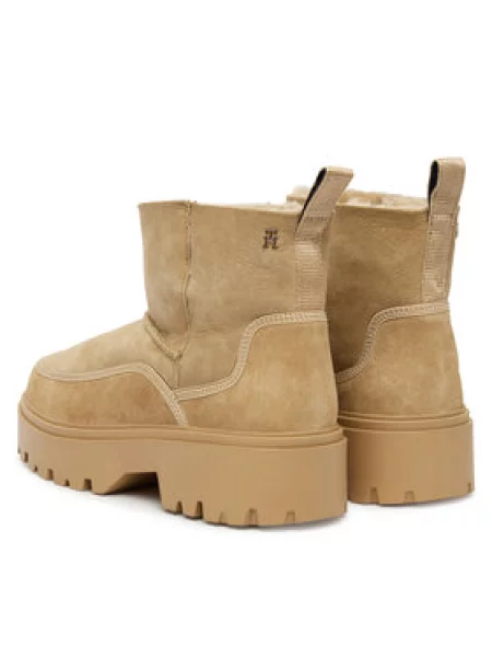 Škornji za sneg Tommy Hilfiger Real Shearling Pullon bež