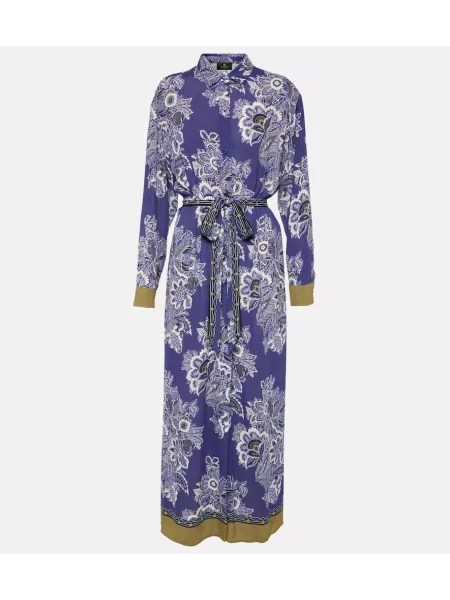 Rochie tip cămașă Etro cu imagine până la genunchi de costum albastru