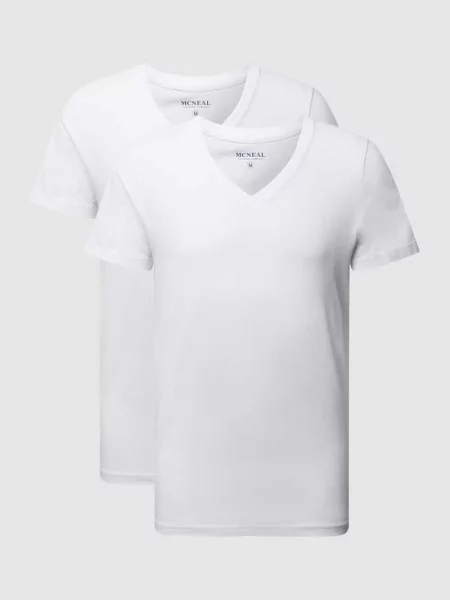 T-shirt z bawełny w zestawie 2 szt. Mcneal biała