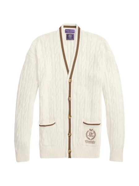 Pleteni kardigan Ralph Lauren Purple Label s vezom bijela