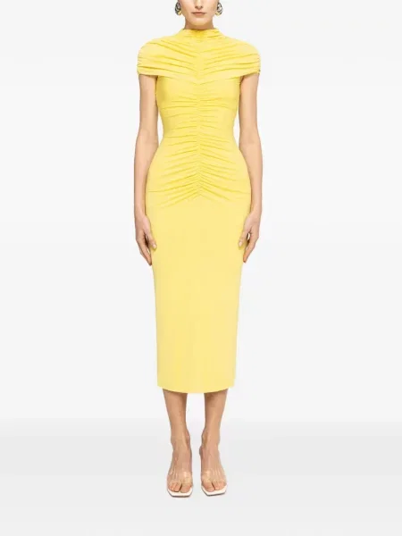 Sukienka midi Nissa z falbankami żółta