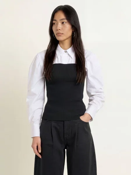 Co'couture Halenka Merciacc Z Kombinace Materiálů černá bílá
