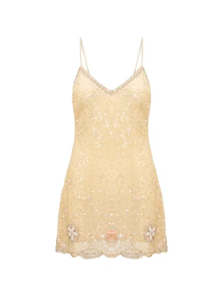 Rochie mini Loveshackfancy cu paiete cu model floral