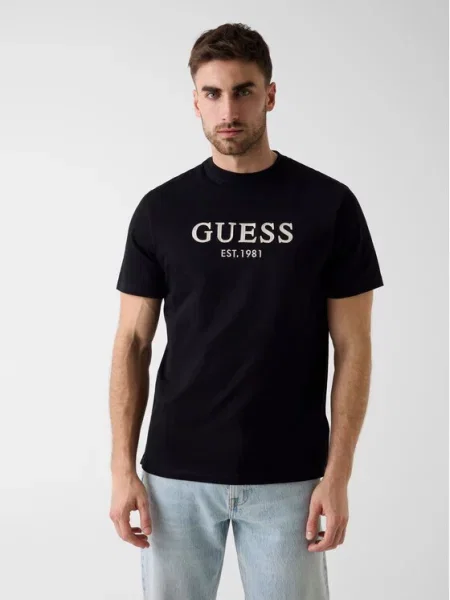 Класическа тениска Guess черно