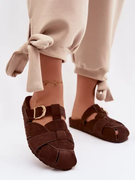 Șlapi Boto cu cataramă auriu