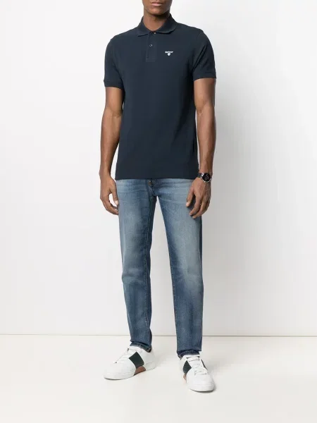 Siuvinėta polo marškinėliai Barbour mėlyna