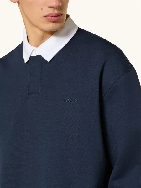 Boss Jerseyové Polo Tričko Exis tmavě modrá bílá