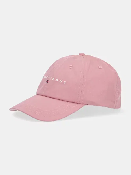 Tommy Jeans Шапка с козирка Linear Logo 6 Panel Розов жълто
