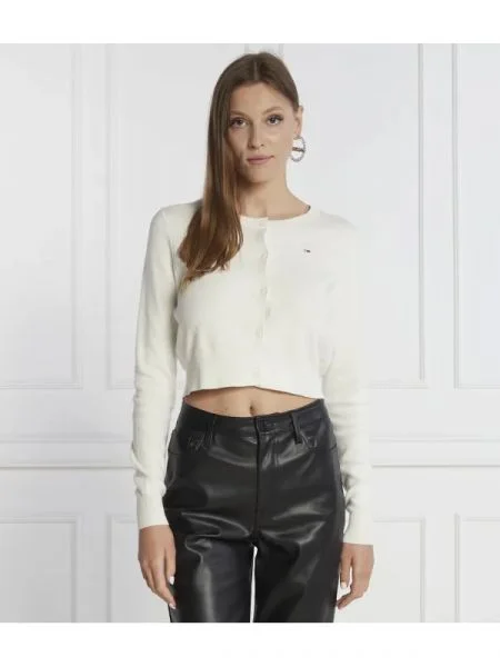 Tommy Jeans Cardigan | Cropped Fit alb